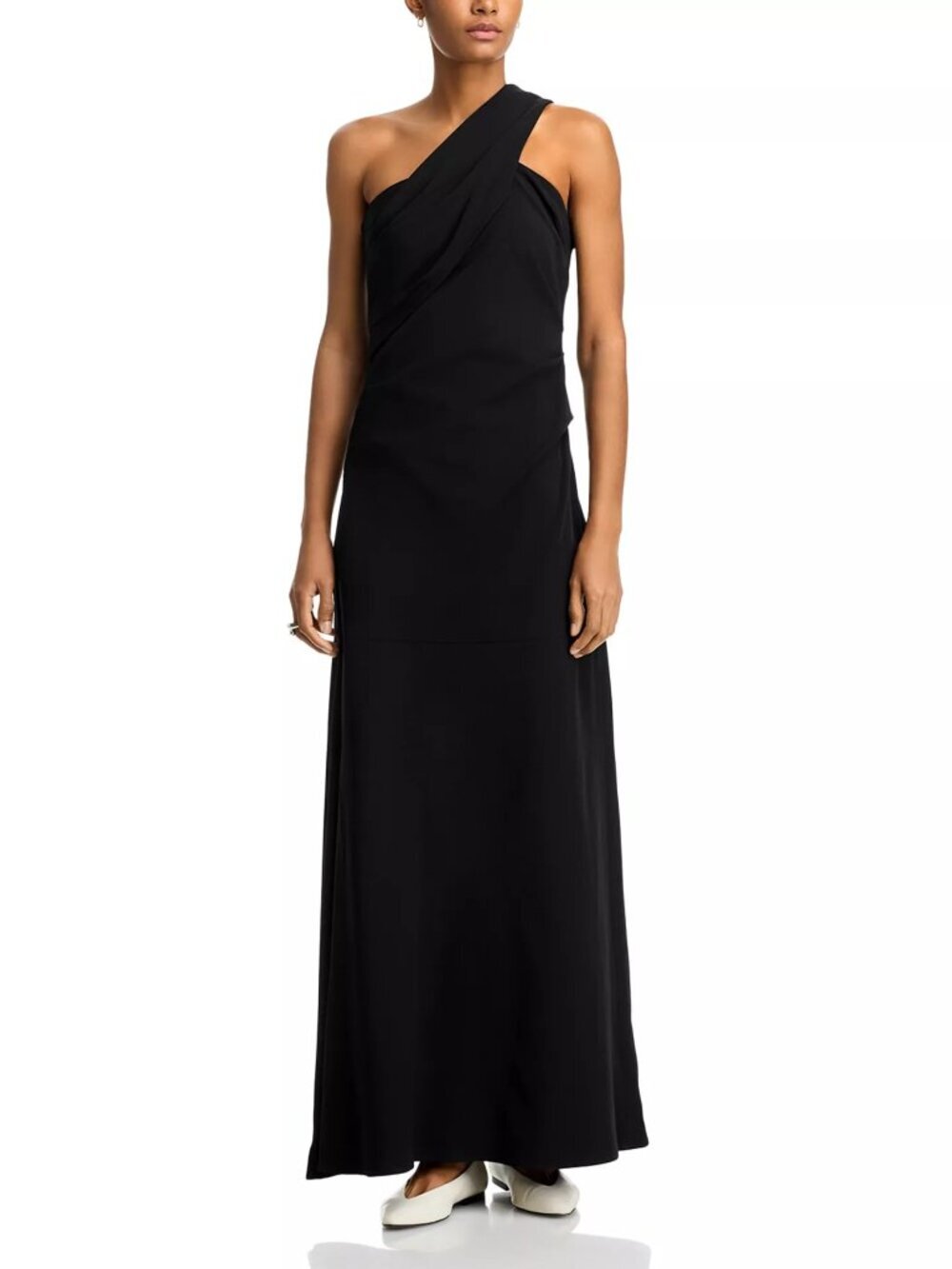 1195$ CO Twisted Knot One-Shoulder Party Maxi Dress Women's Size M Black